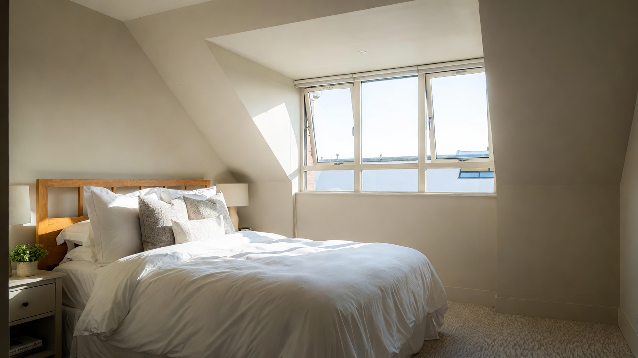 Slaapkamer op zolder met dakkapel